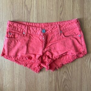 ❤️ True Religion Red Joey Cut Off Button Zip Shorts 26